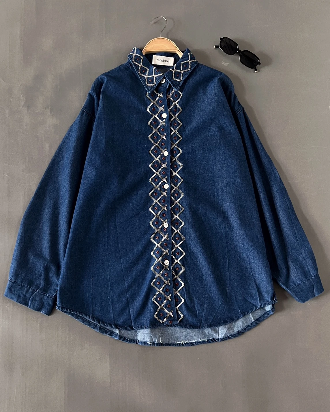Alternative view of Hanzo Denim Shirt Kode 541N Medium Blue