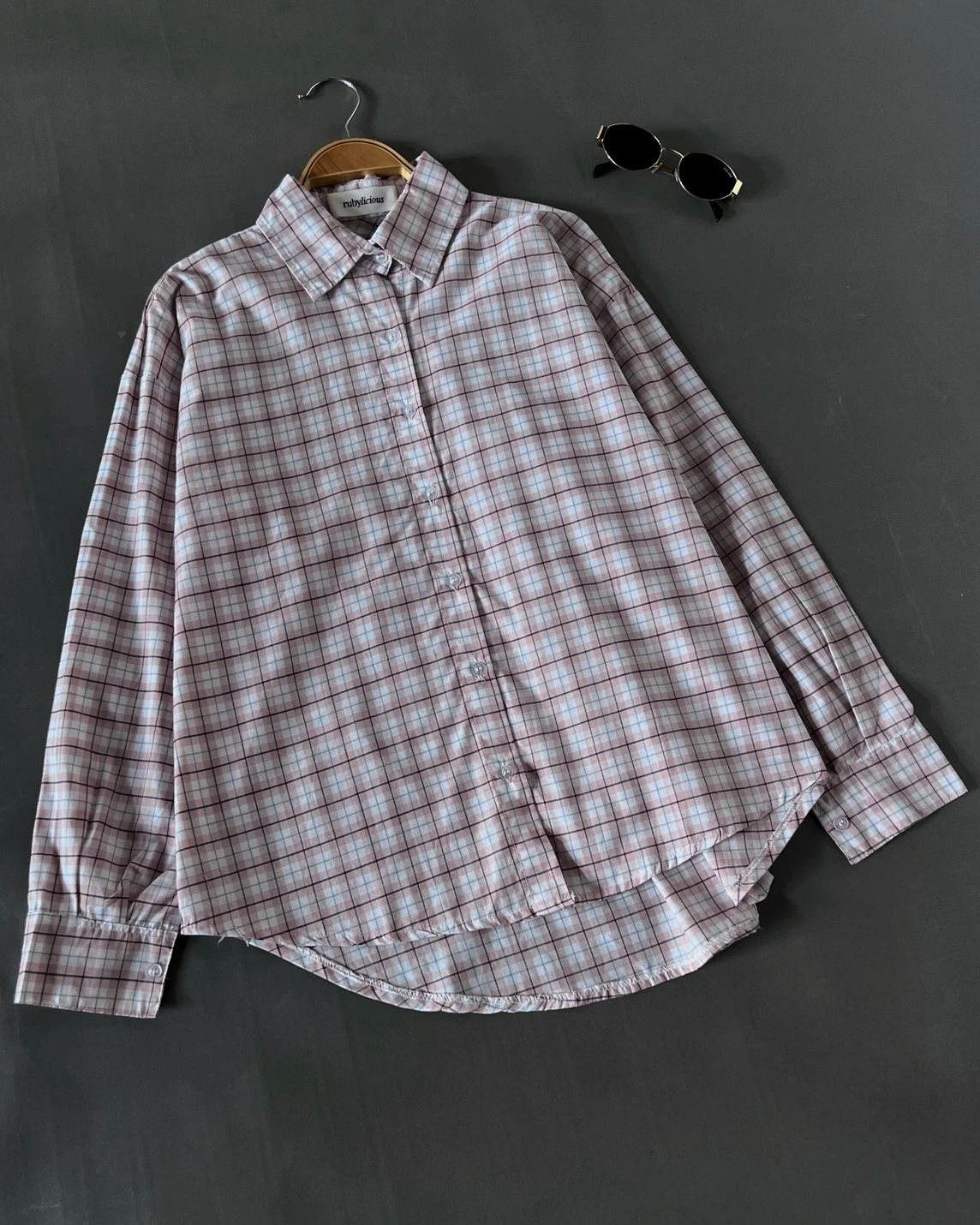 Larsa Plaid Shirt Kode 6878 Peach
