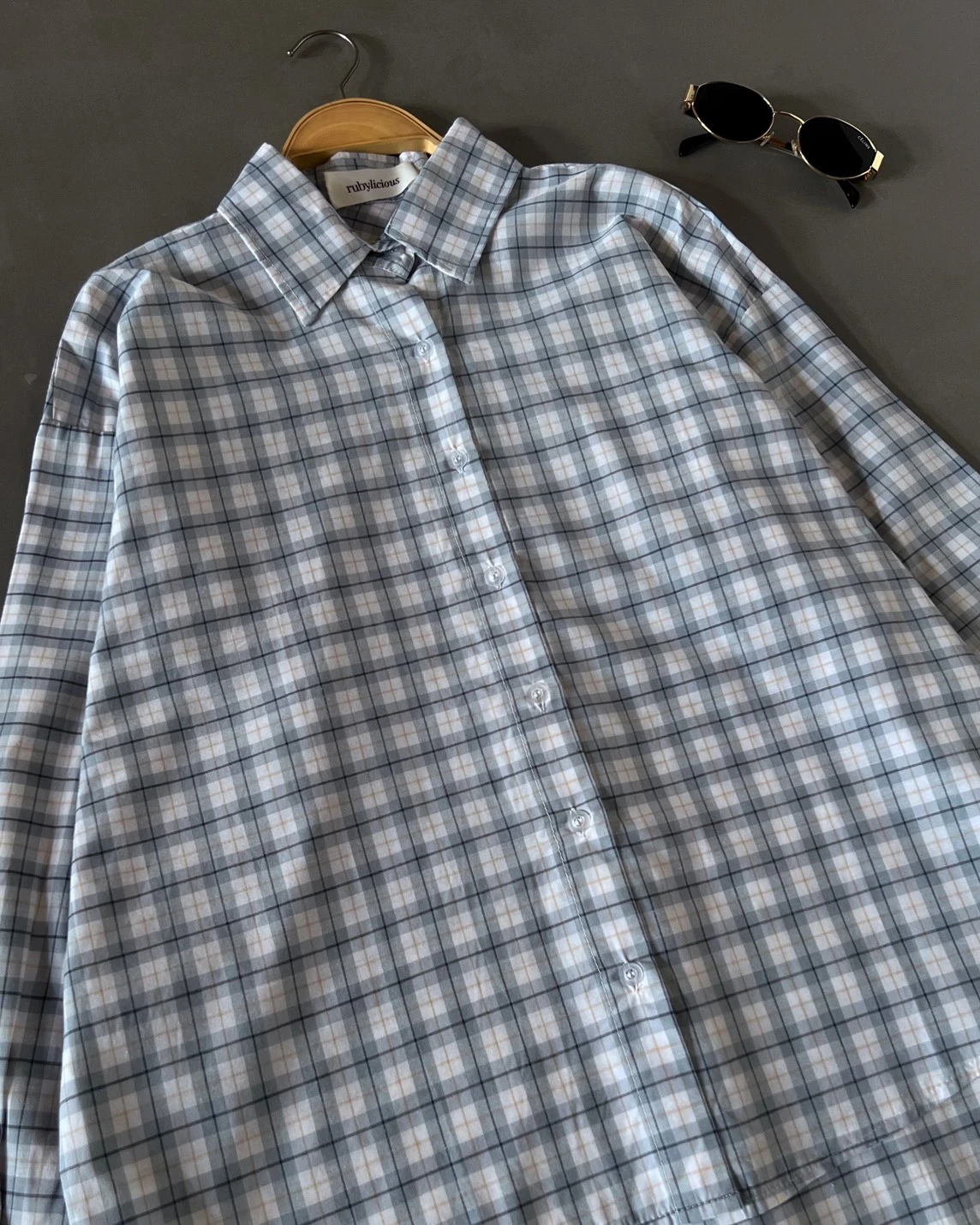 Larsa Plaid Shirt Kode 6878 Grey