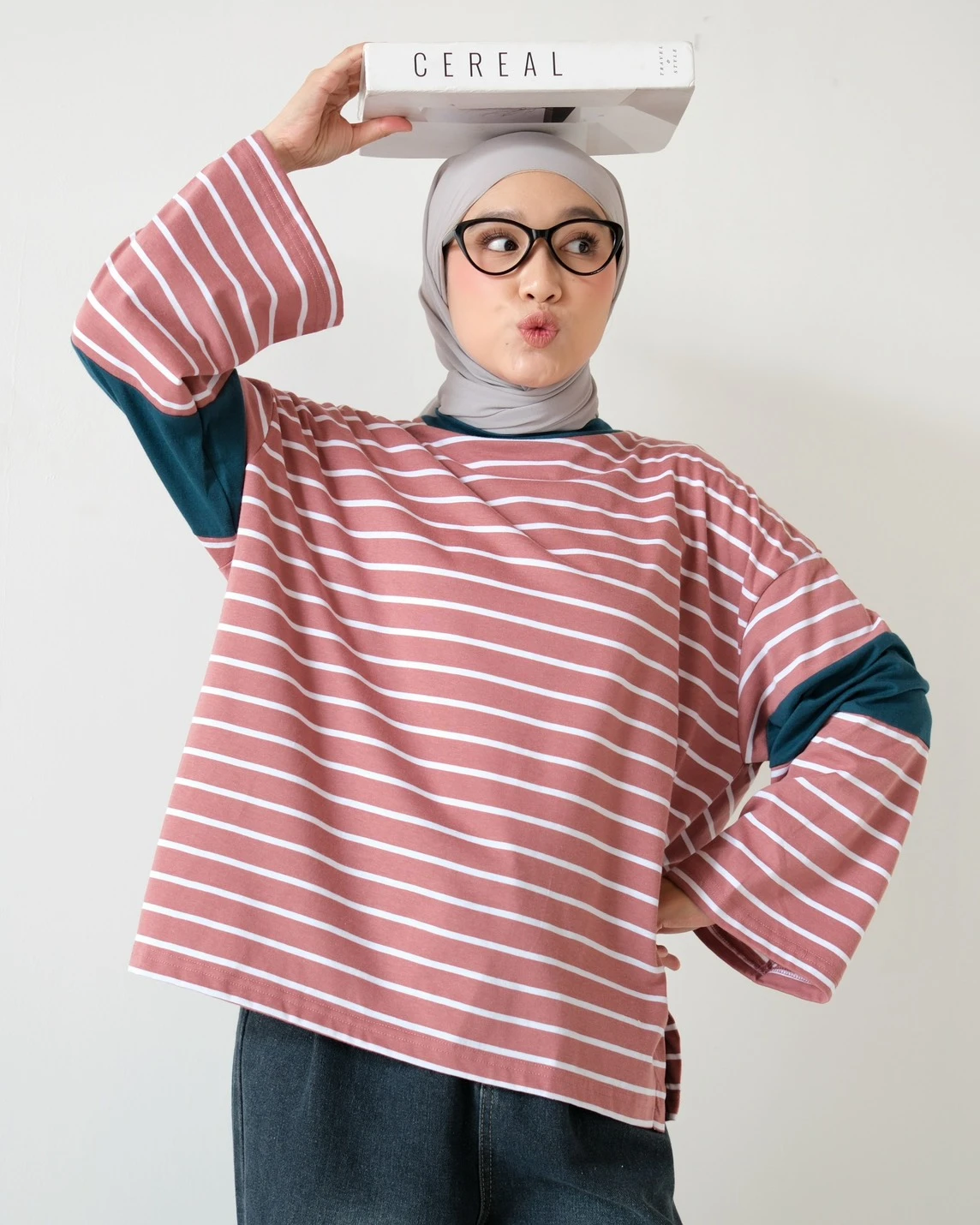 Alternative view of Dion Stripe Longsleeve Dusty Rose-Bw
