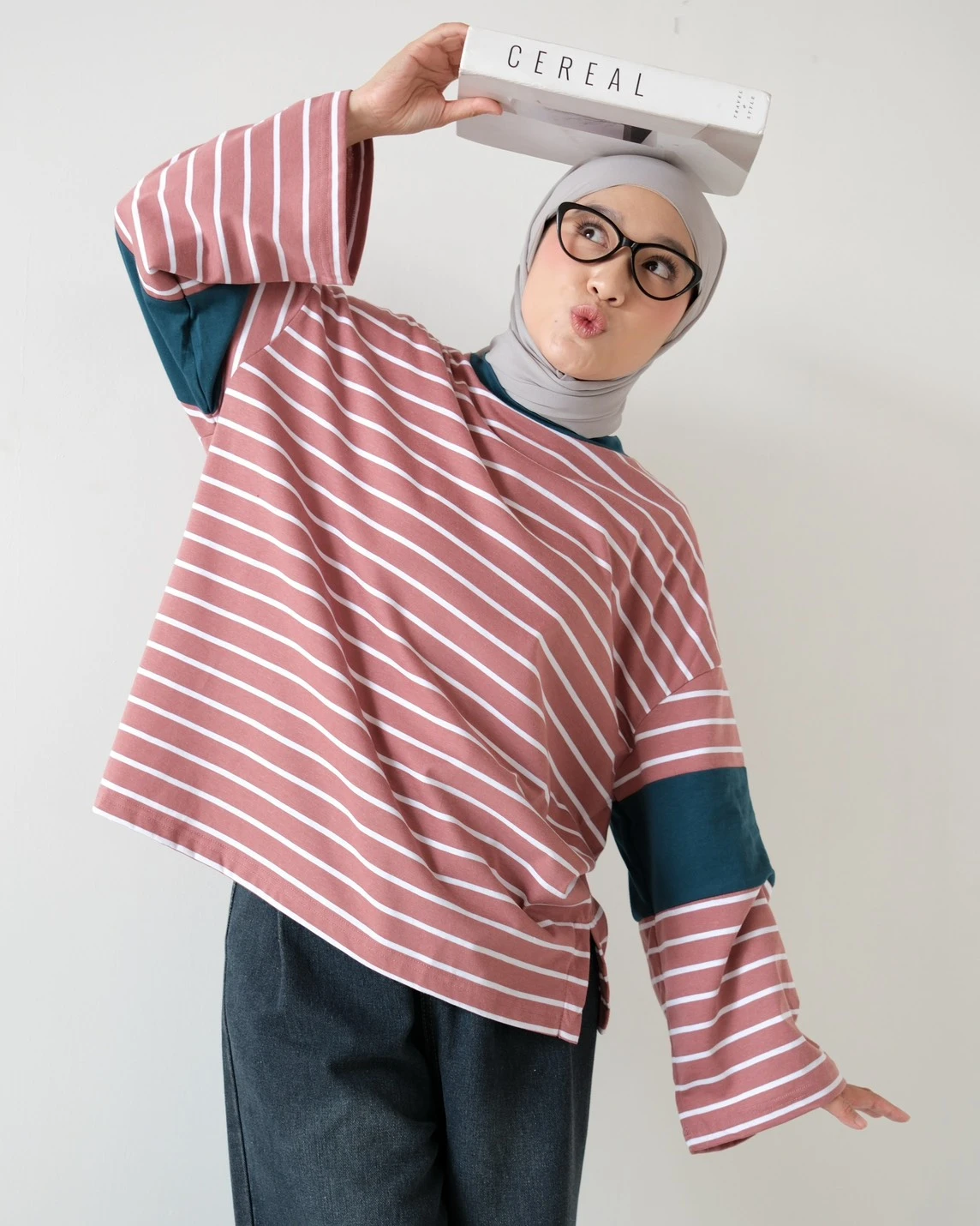 Dion Stripe Longsleeve Dusty Rose-Bw