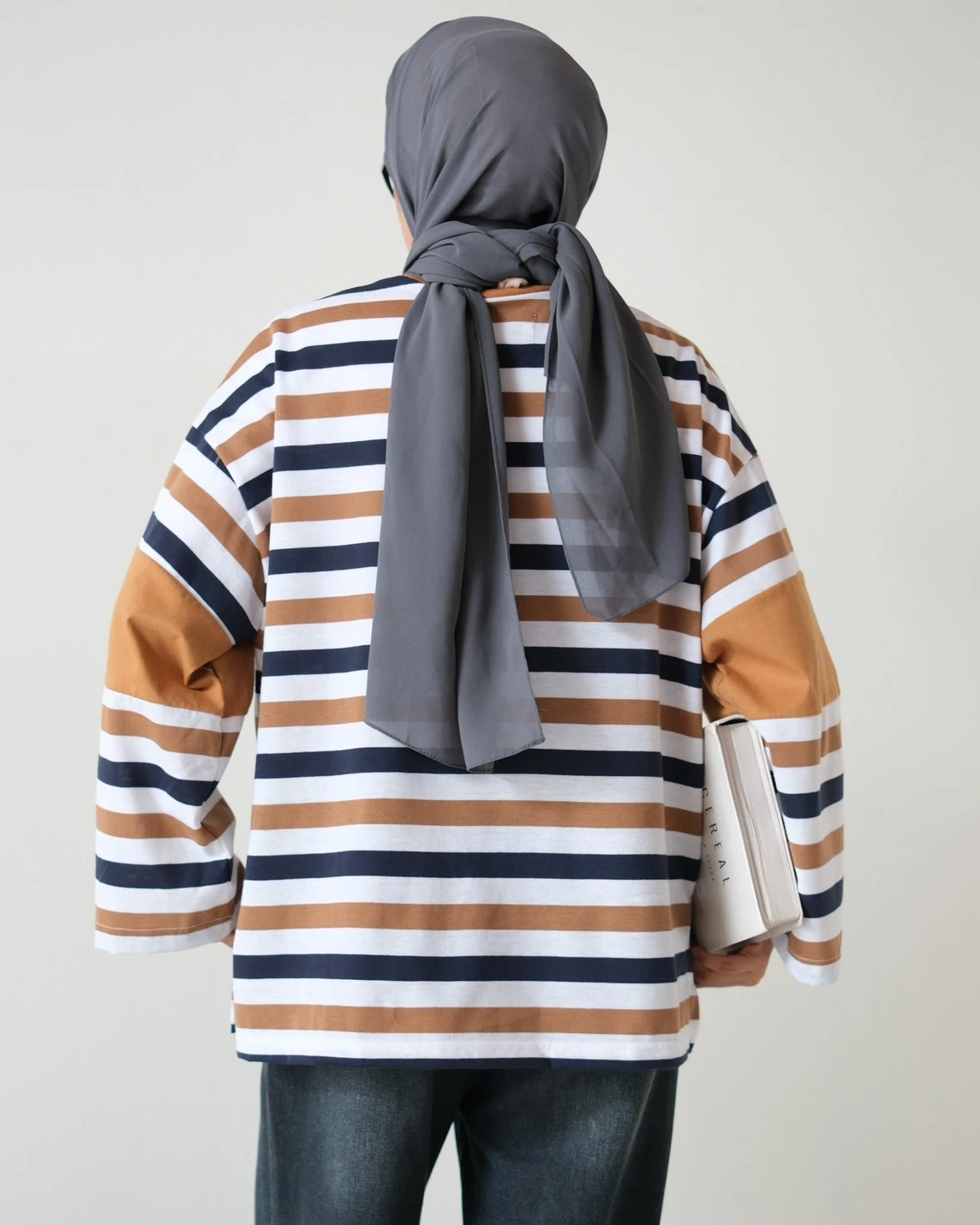Alternative view of Dion Stripe Longsleeve Brown-Navy-Bw