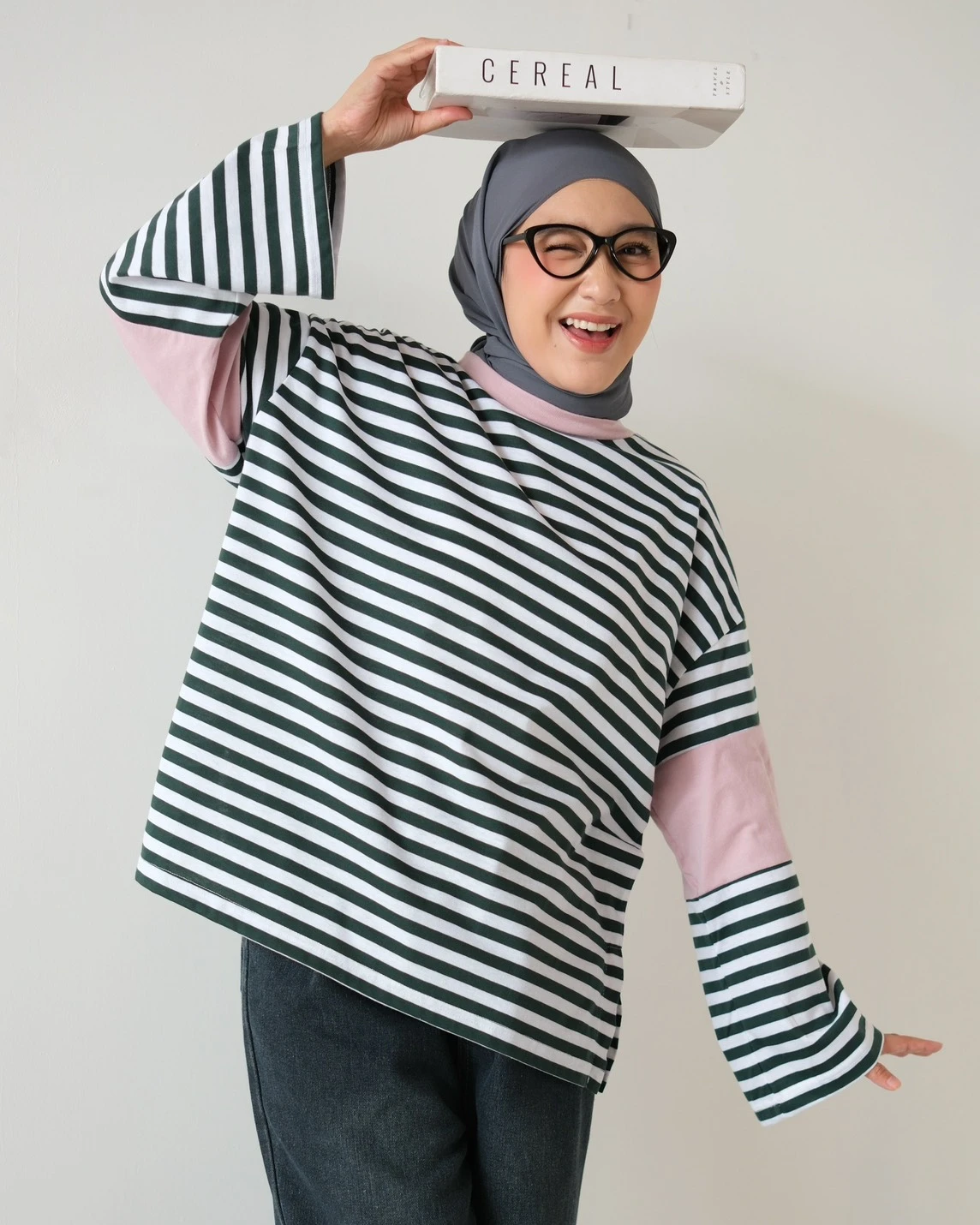 Dion Stripe Longsleeve Green-Bw-Pink