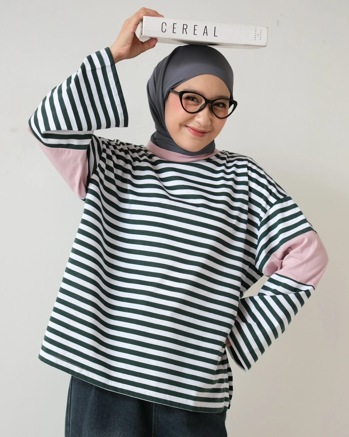 Alternative view of Dion Stripe Longsleeve Green-Bw-Pink