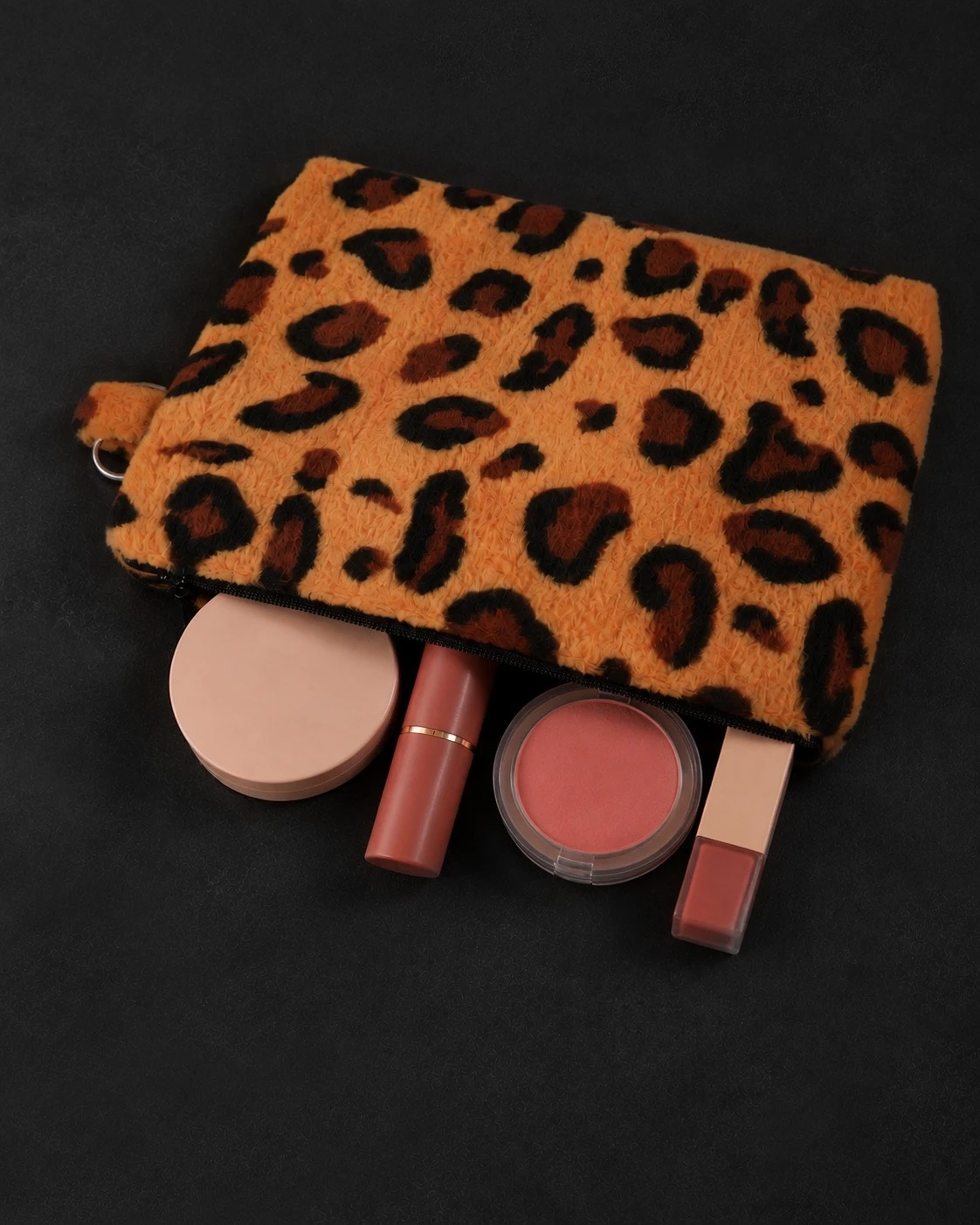 Animal Printed Pouch Leopard Brown