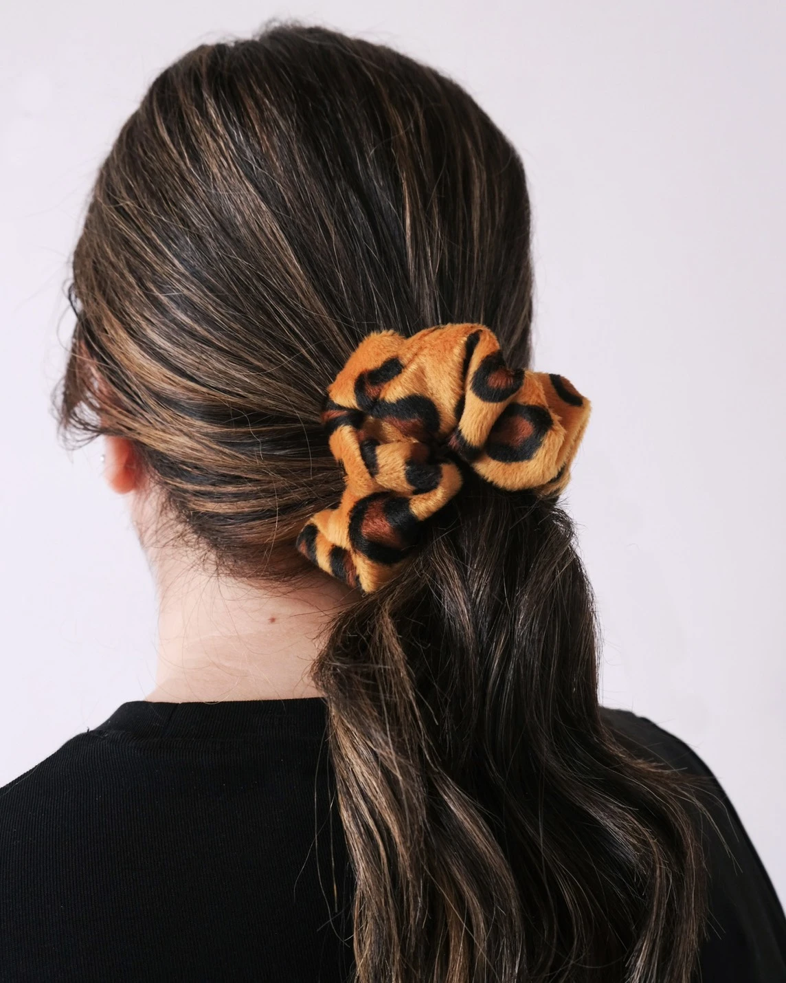 Alternative view of Animal Printed Scrunchies Leopard Brown