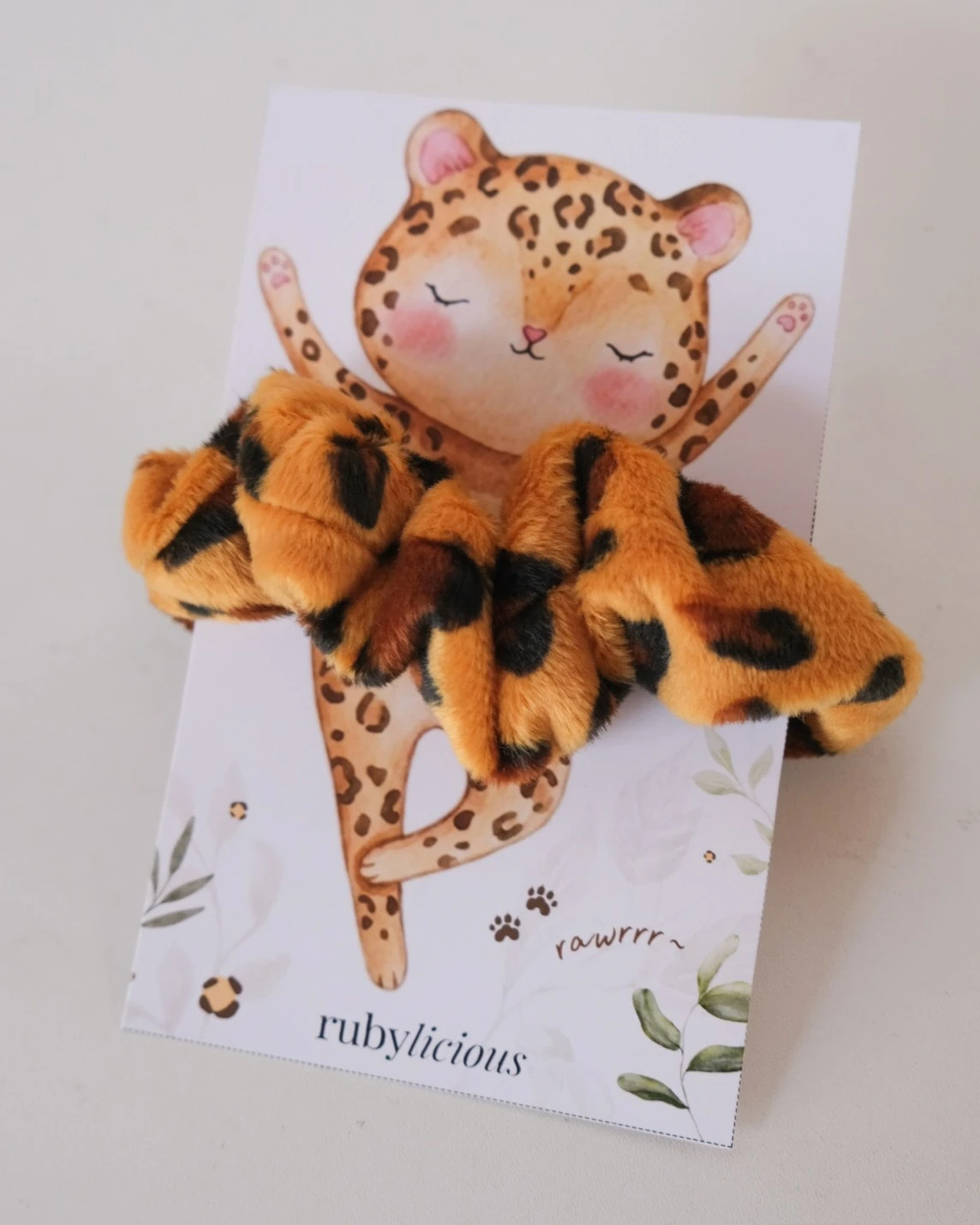 Animal Printed Scrunchies Leopard Brown