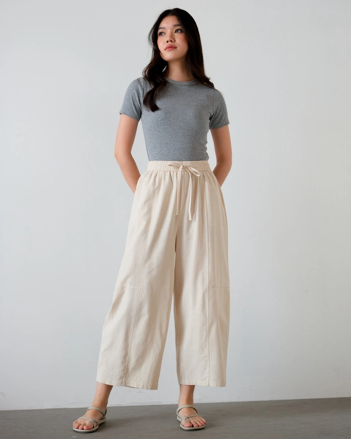 Baylie Barrel Pants Kode 2831 Cream