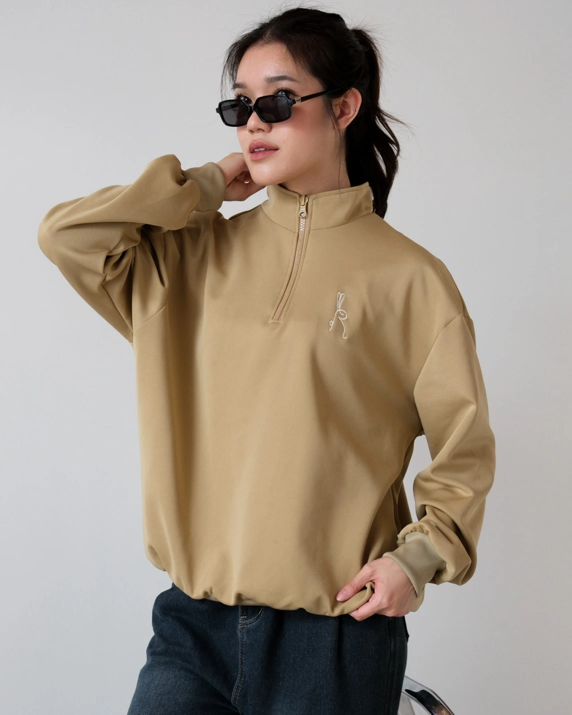 Mauri Zip Sweater Khaki