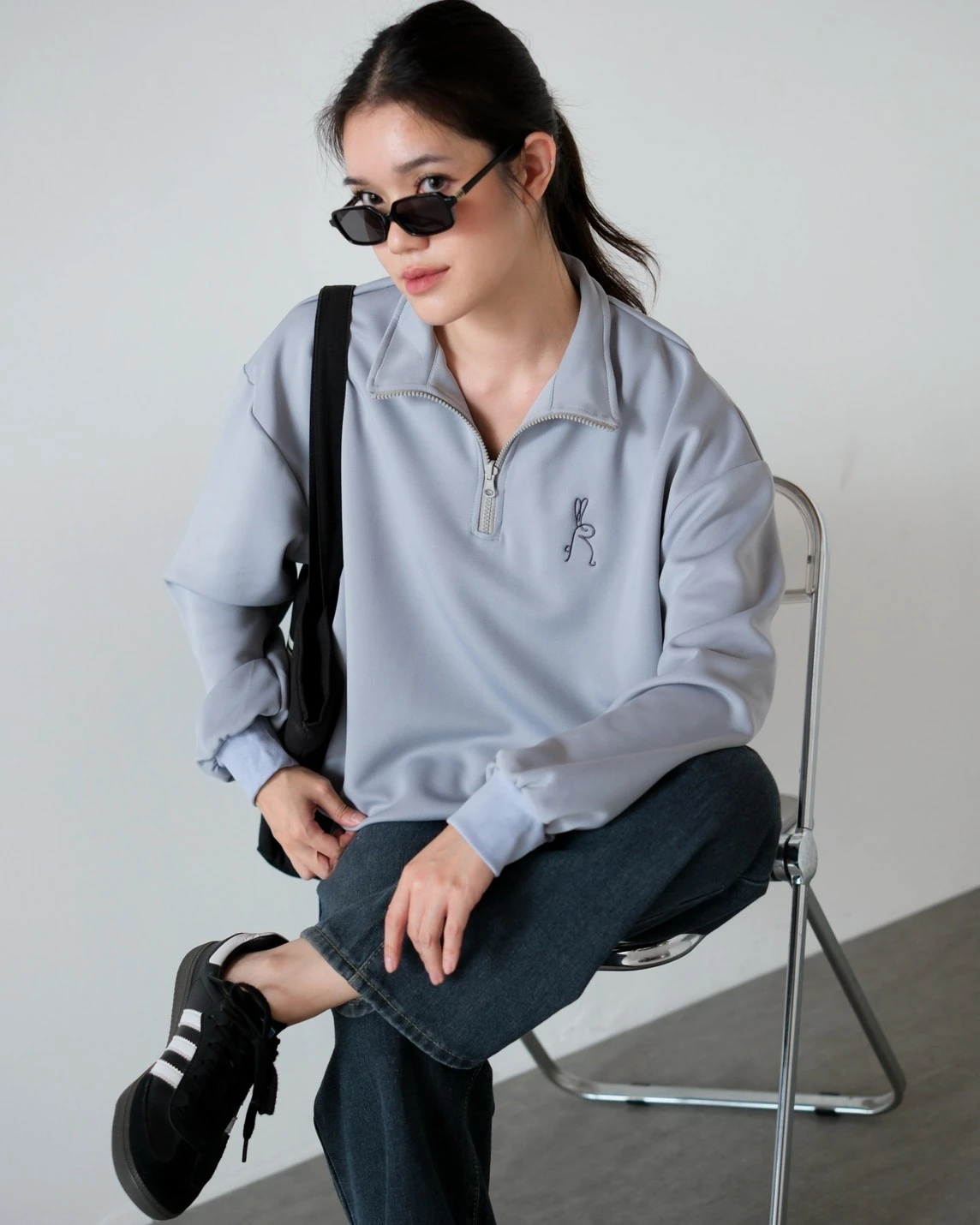 Mauri Zip Sweater Grey - Image 3