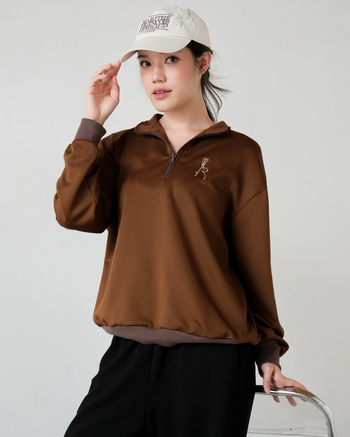 Mauri Zip Sweater Brown