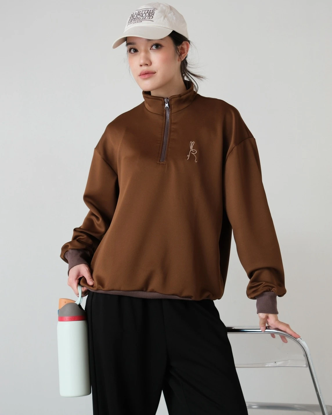 Mauri Zip Sweater Brown - Image 2