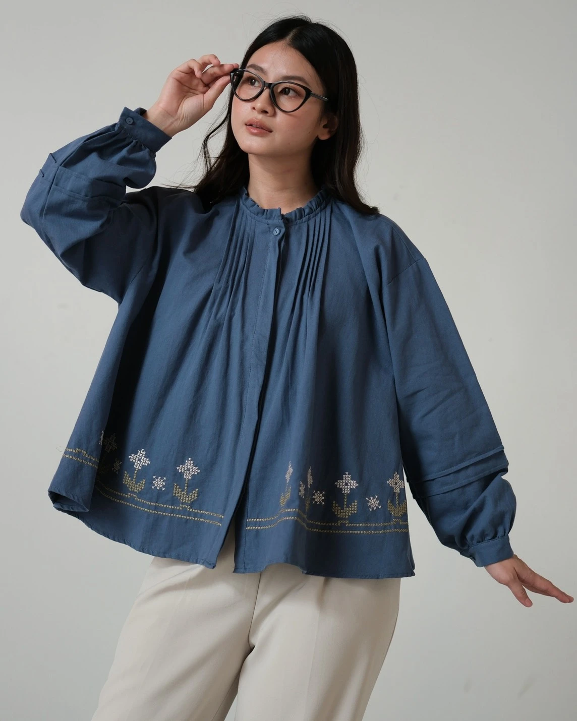 Alonica Shirt Kode 80162 Blue Denim