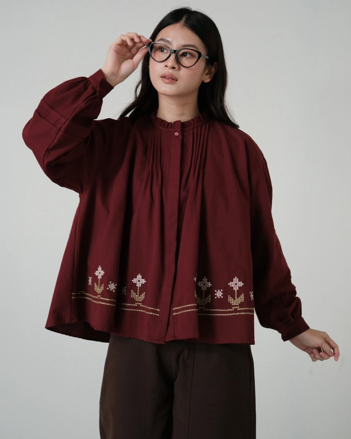 Alonica Shirt Kode 80162 Maroon