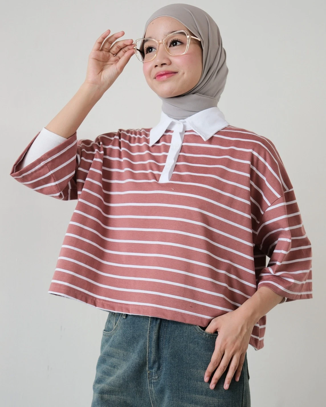 Alternative view of Anyta Stripe Top Dusty Rose-Bw
