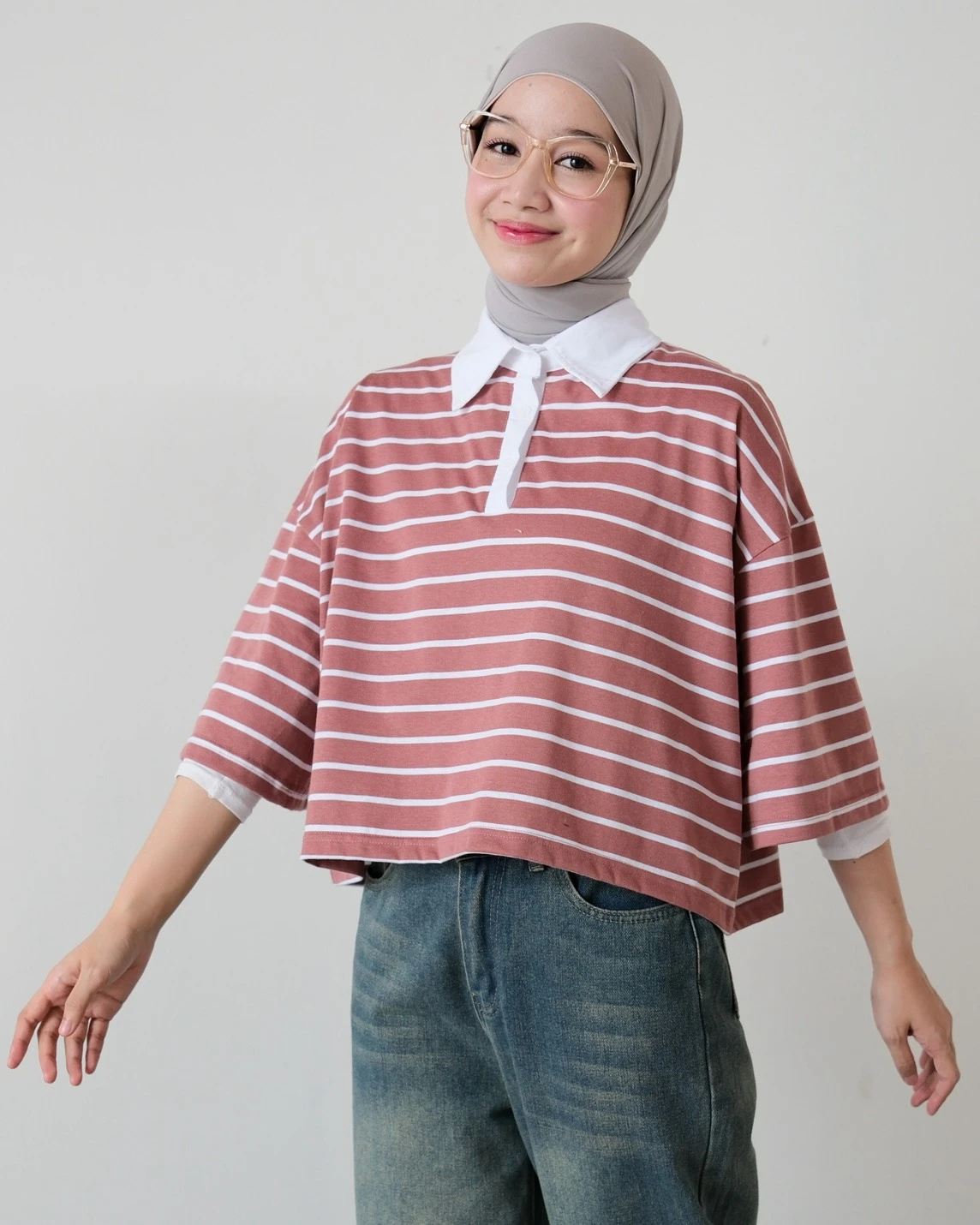 Anyta Stripe Top Dusty Rose-Bw
