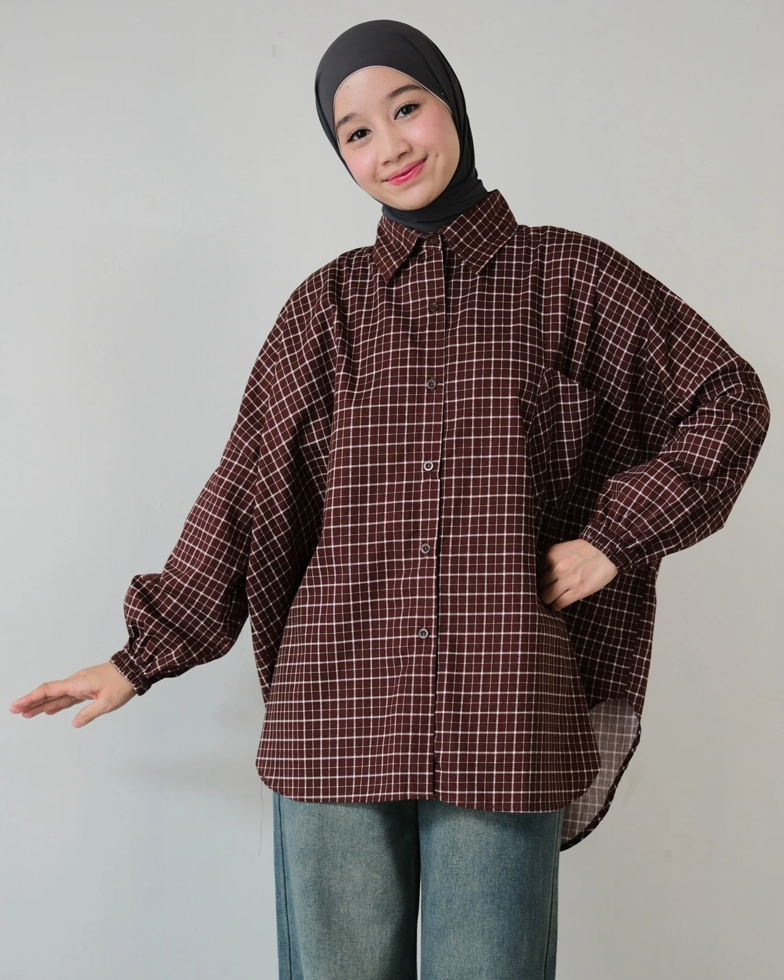 Volca Plaid Shirt Kode 14310 Mahogany - Image 3