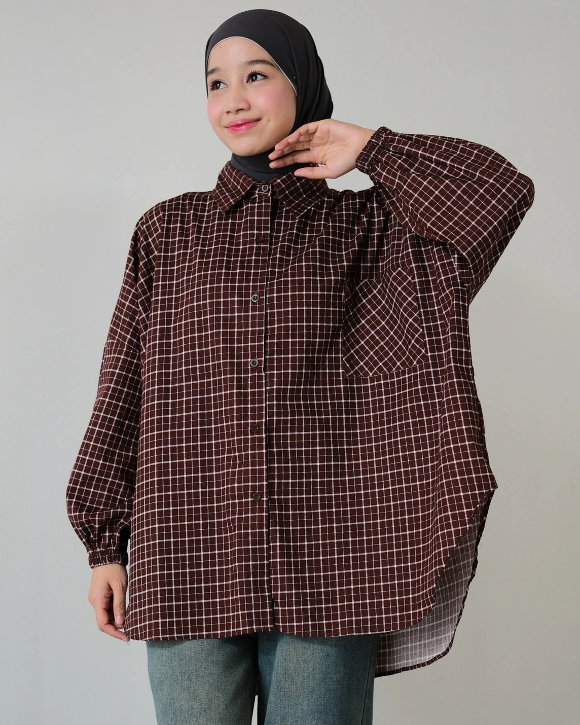 Volca Plaid Shirt Kode 14310 Mahogany