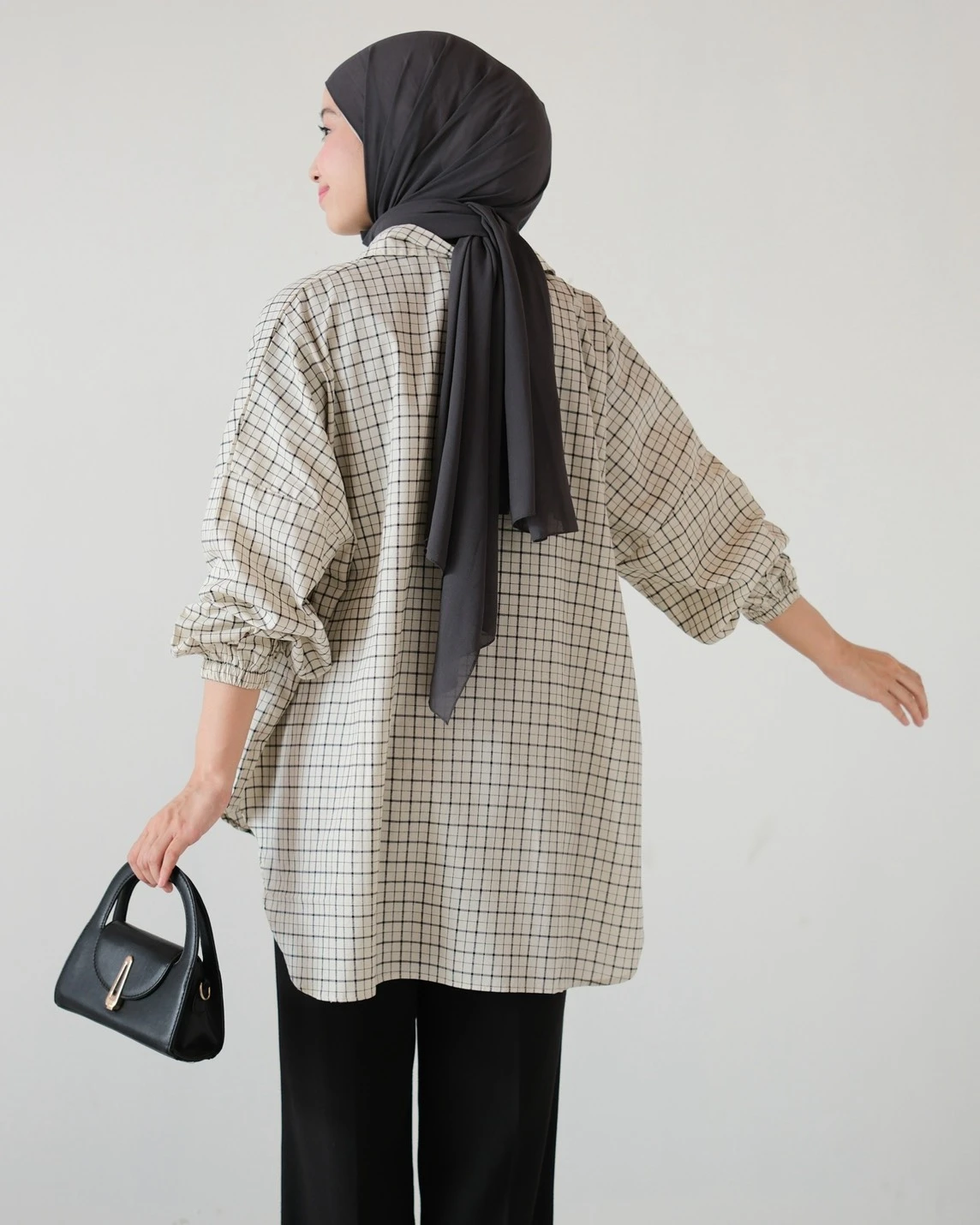 Volca Plaid Shirt Kode 14310 Beige - Image 3