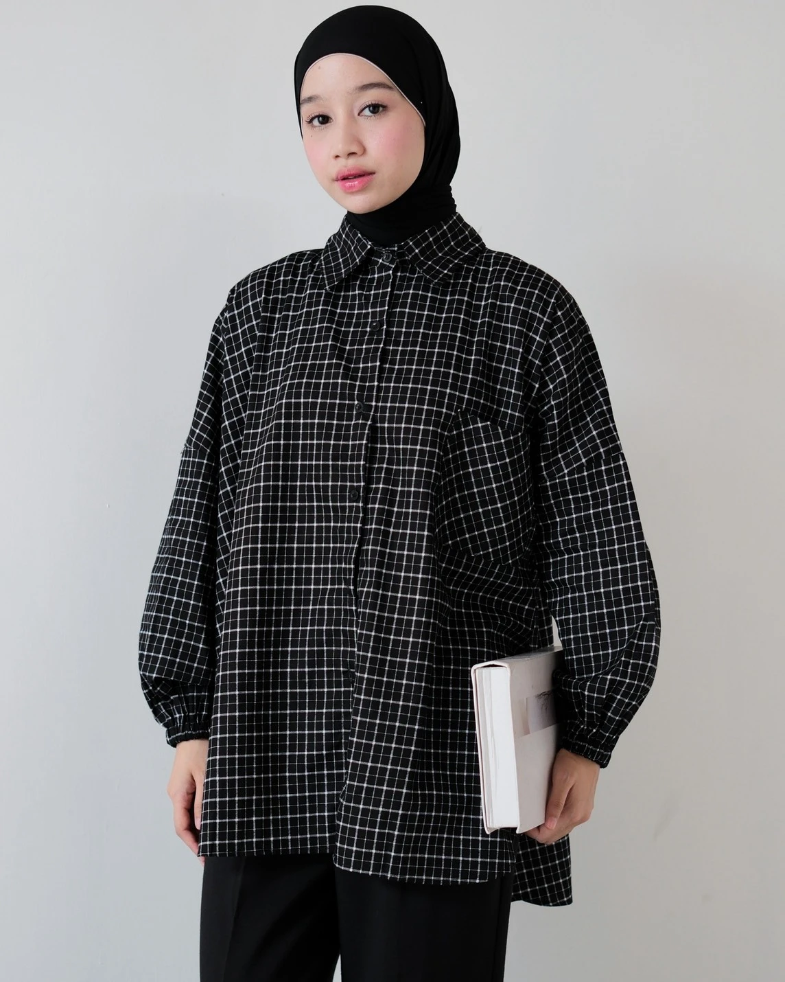 Volca Plaid Shirt Kode 14310 Black - Image 3