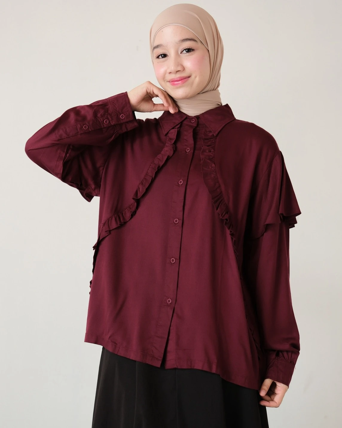 Belisca Shirt Burgundy - Image 3