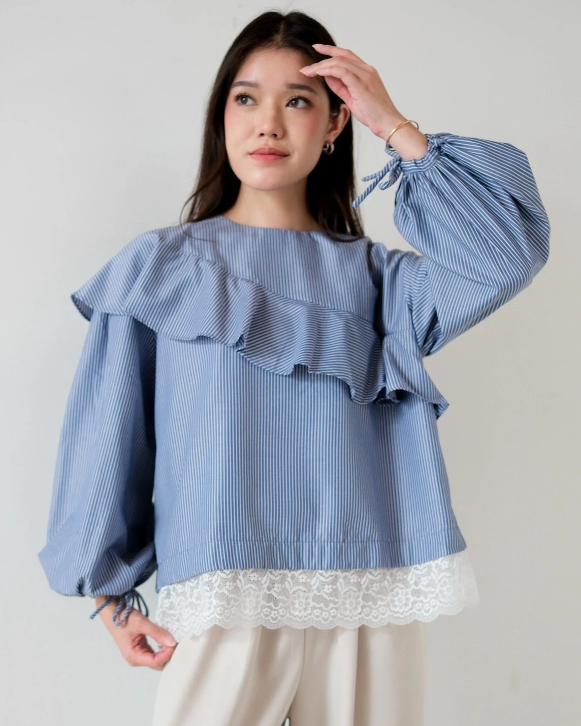 Kalie Stripe Blouse Navy