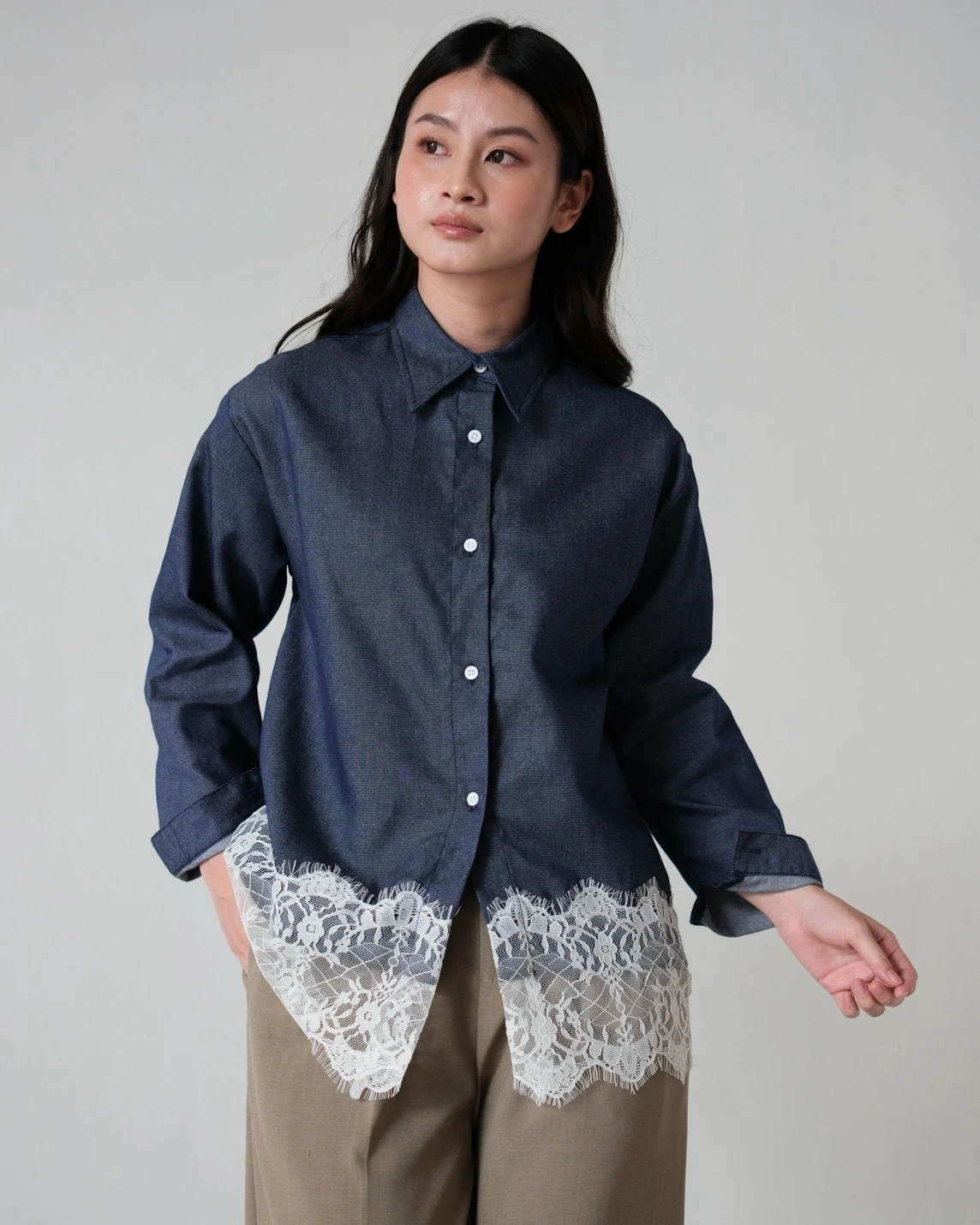 Macika Denim Shirt Kode Ps1101 Dark Blue